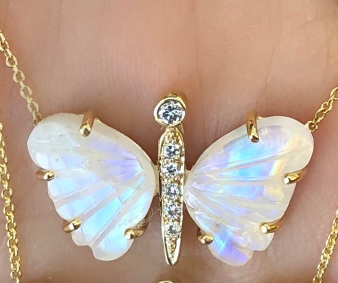 Small Moonstone Butterfly Necklace - Nina Segal Jewelry