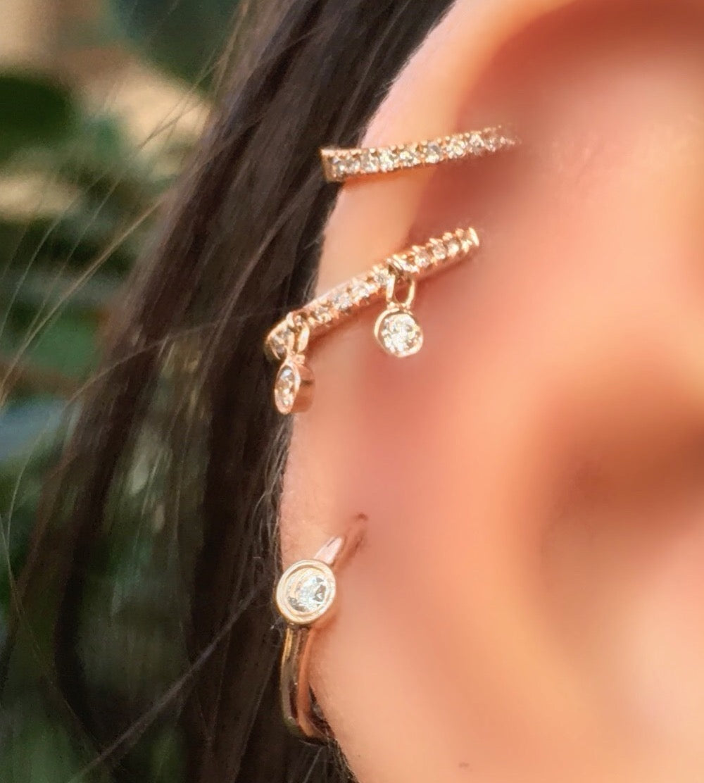 Single Diamond Bezel Huggies - Nina Segal Jewelry