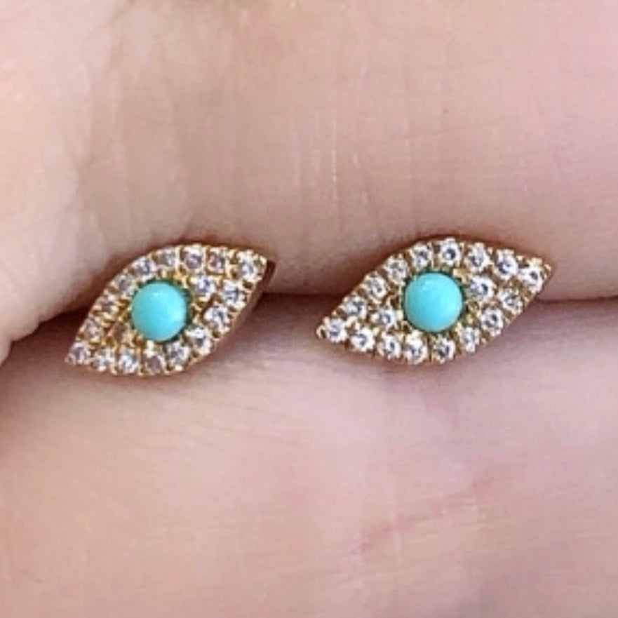 Turquoise Evil Eye Diamond Studs - Nina Segal Jewelry