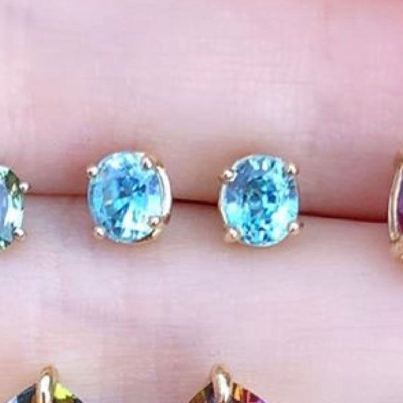 Gem Candy Medium Blue Zircon Studs - Nina Segal Jewelry