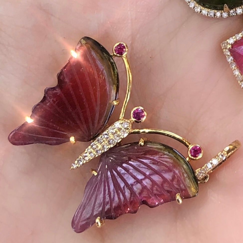 Tourmaline Sideways Butterfly Necklace - Nina Segal Jewelry