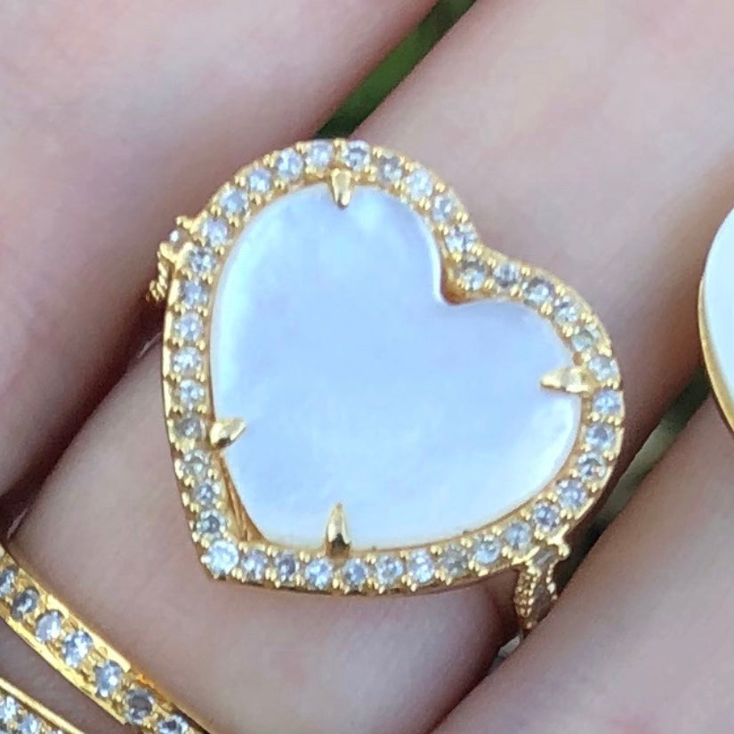 Mother of Pearl Diamond Heart Ring - Nina Segal Jewelry