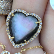 Dark Mother of Pearl Diamond Heart Ring - Nina Segal Jewelry