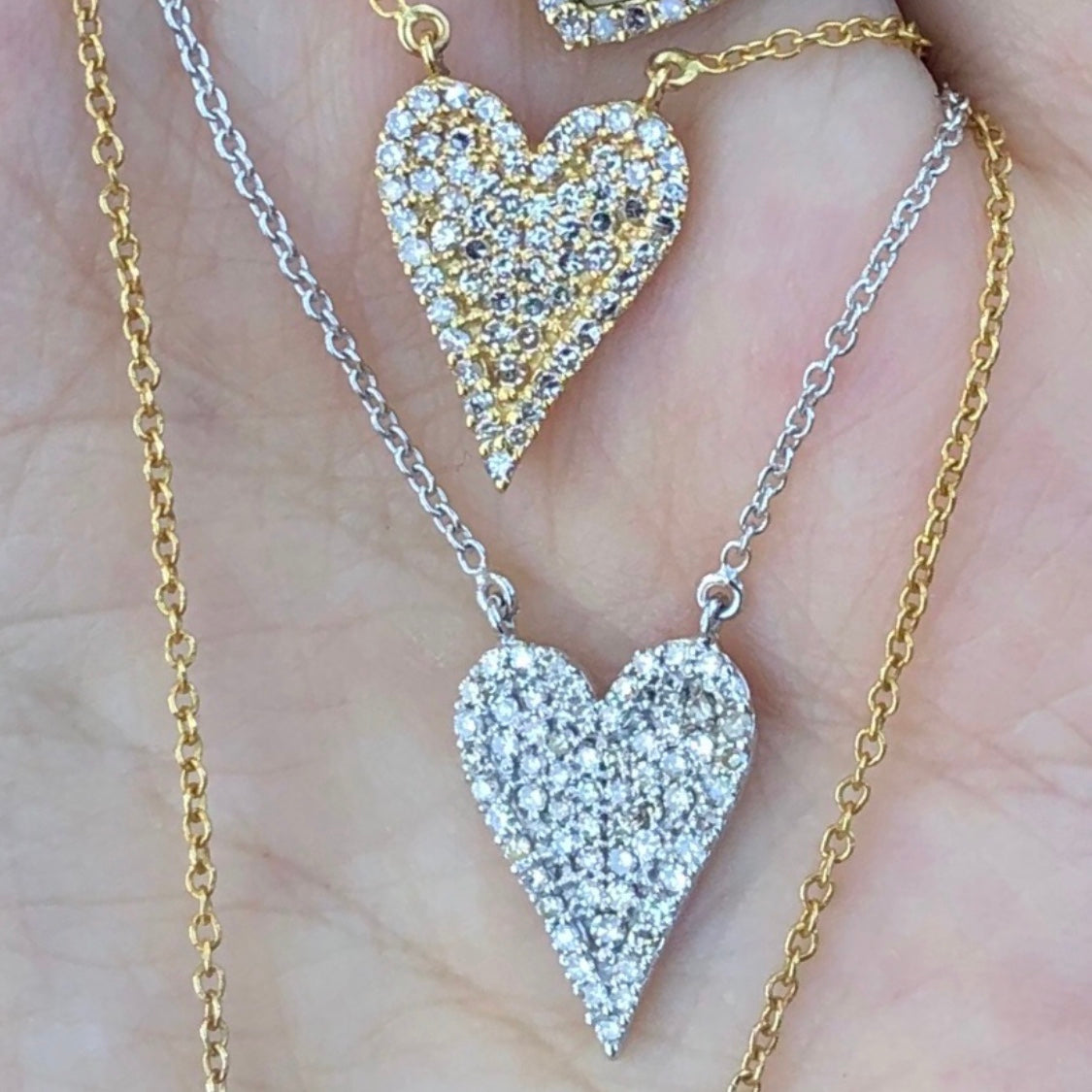 Small Elongated Pave Diamond Heart Necklace | Nina Segal Jewelry