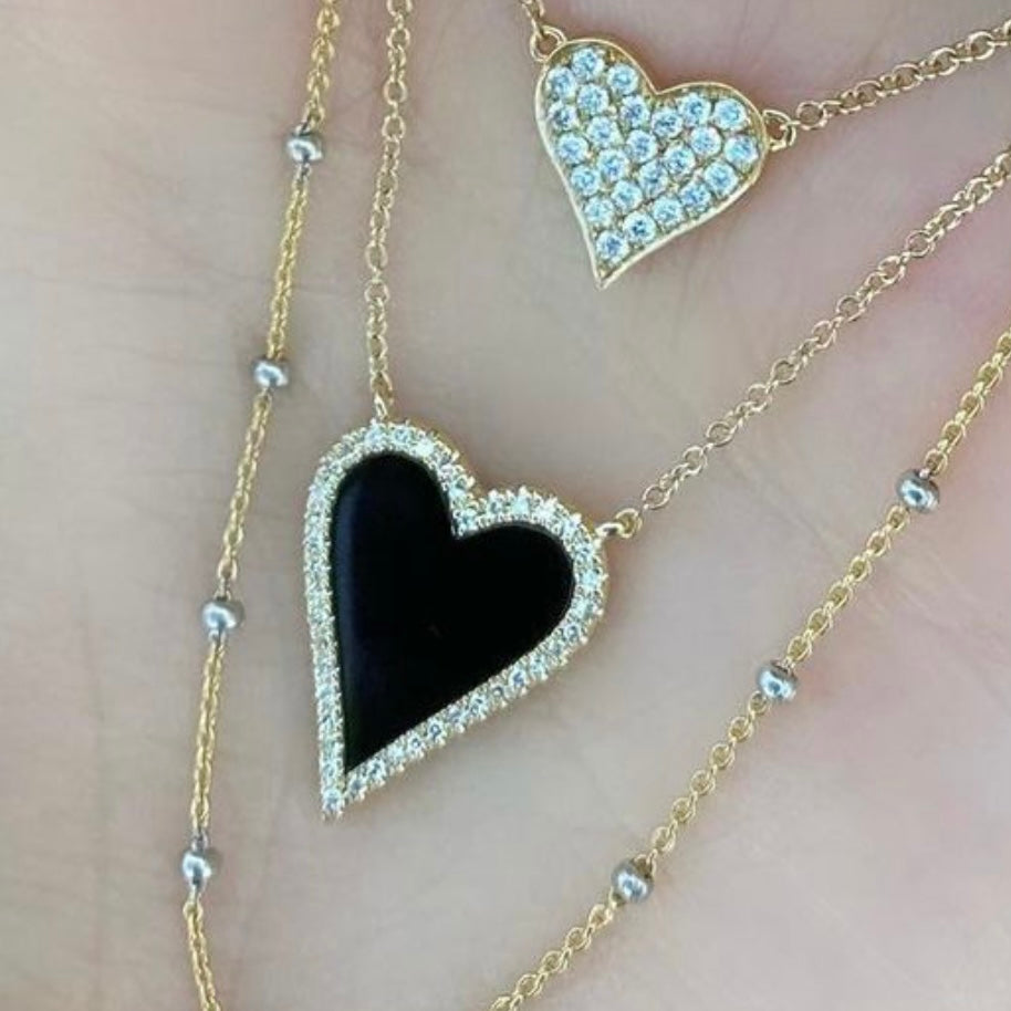 Black Onyx Heart With Diamonds - Nina Segal Jewelry