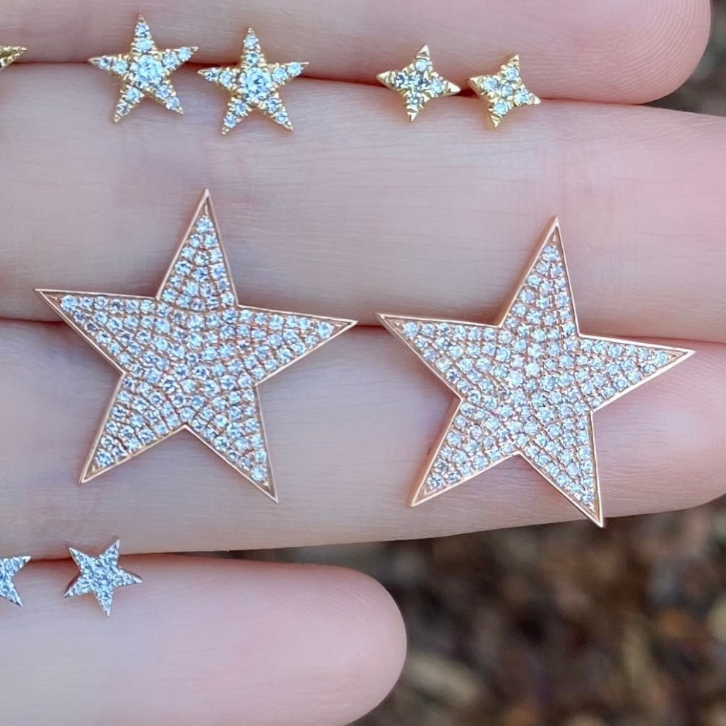 Huge Pave Diamond Star Studs - Nina Segal Jewelry