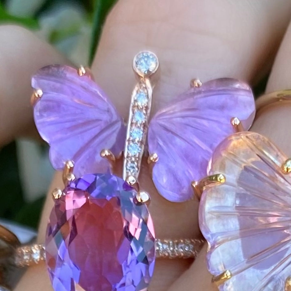 Small Amethyst Butterfly Ring - Nina Segal Jewelry