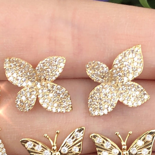 4 Petal Diamond Flower Studs - Nina Segal Jewelry