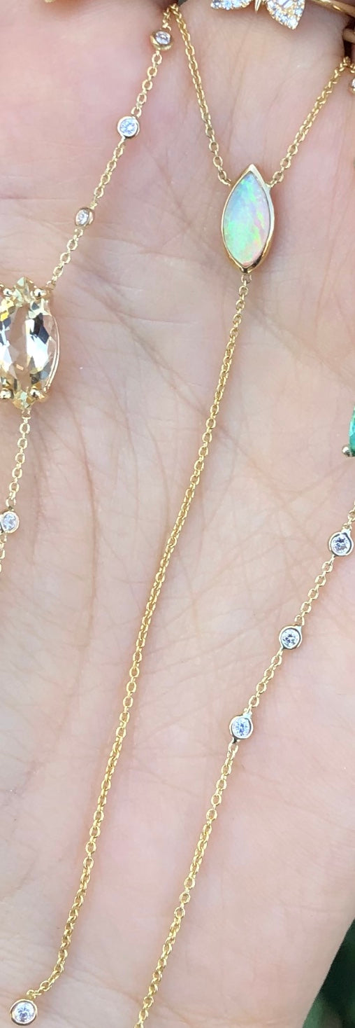 Opal Marquise Diamond Bezel Lariat - Nina Segal Jewelry