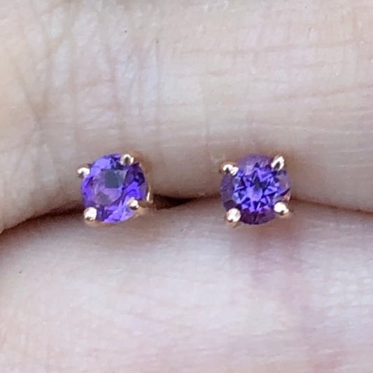 Gem Candy Tiny Amethyst Round Studs - Nina Segal Jewelry