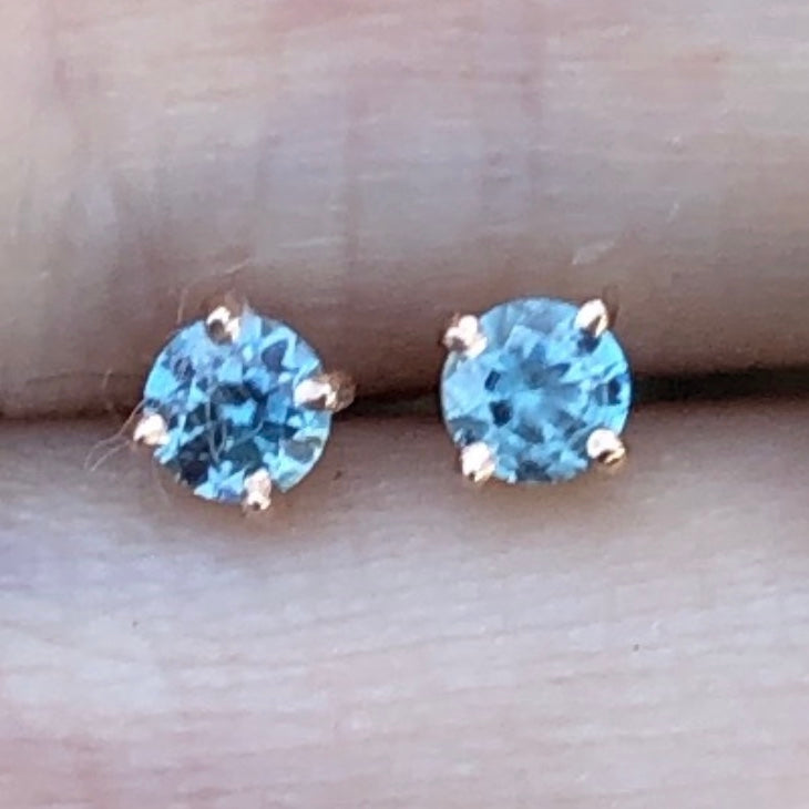 Gem Candy Tiny Blue Topaz Round Studs - Nina Segal Jewelry