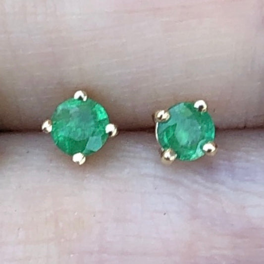 Gem Candy Tiny Emerald Round Studs - Nina Segal Jewelry