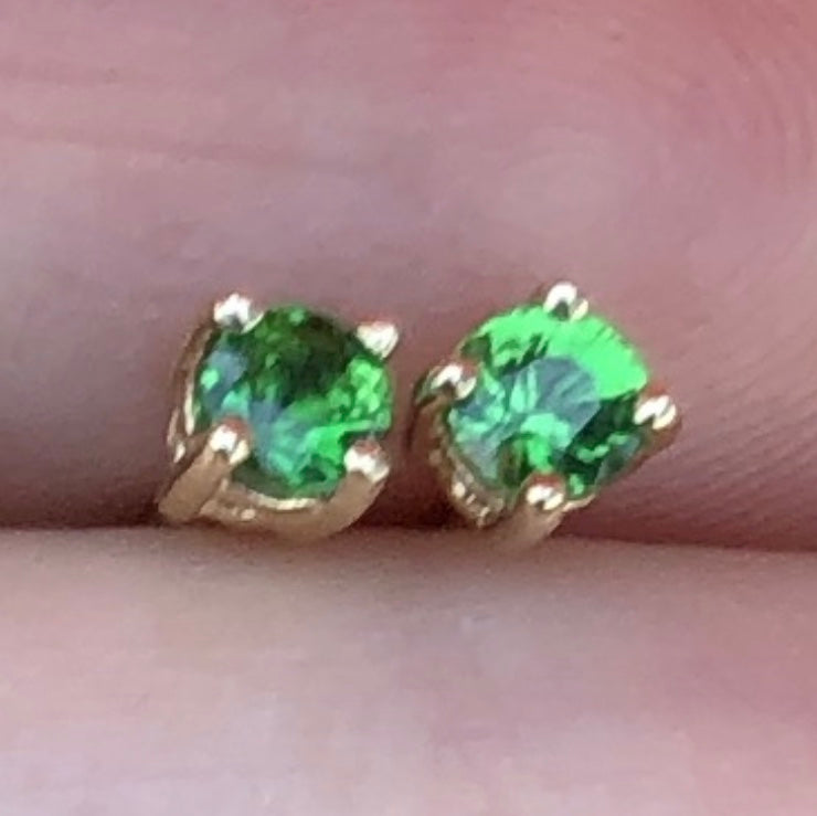 Gem Candy Tiny Tsavorite Round Studs - Nina Segal Jewelry