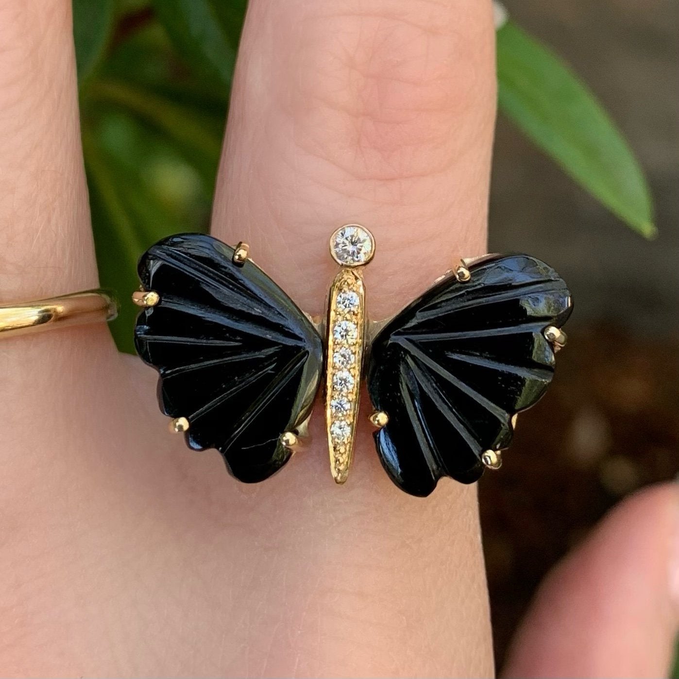 Black Onyx Butterfly Diamond Ring - Nina Segal Jewelry