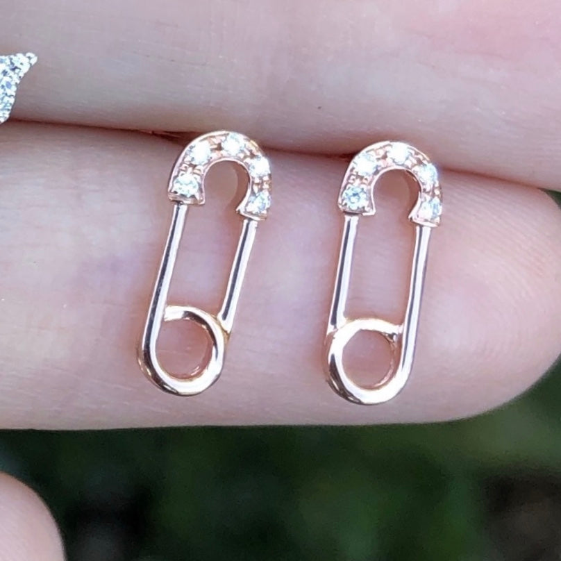 Safety Pin Diamond Studs - Nina Segal Jewelry