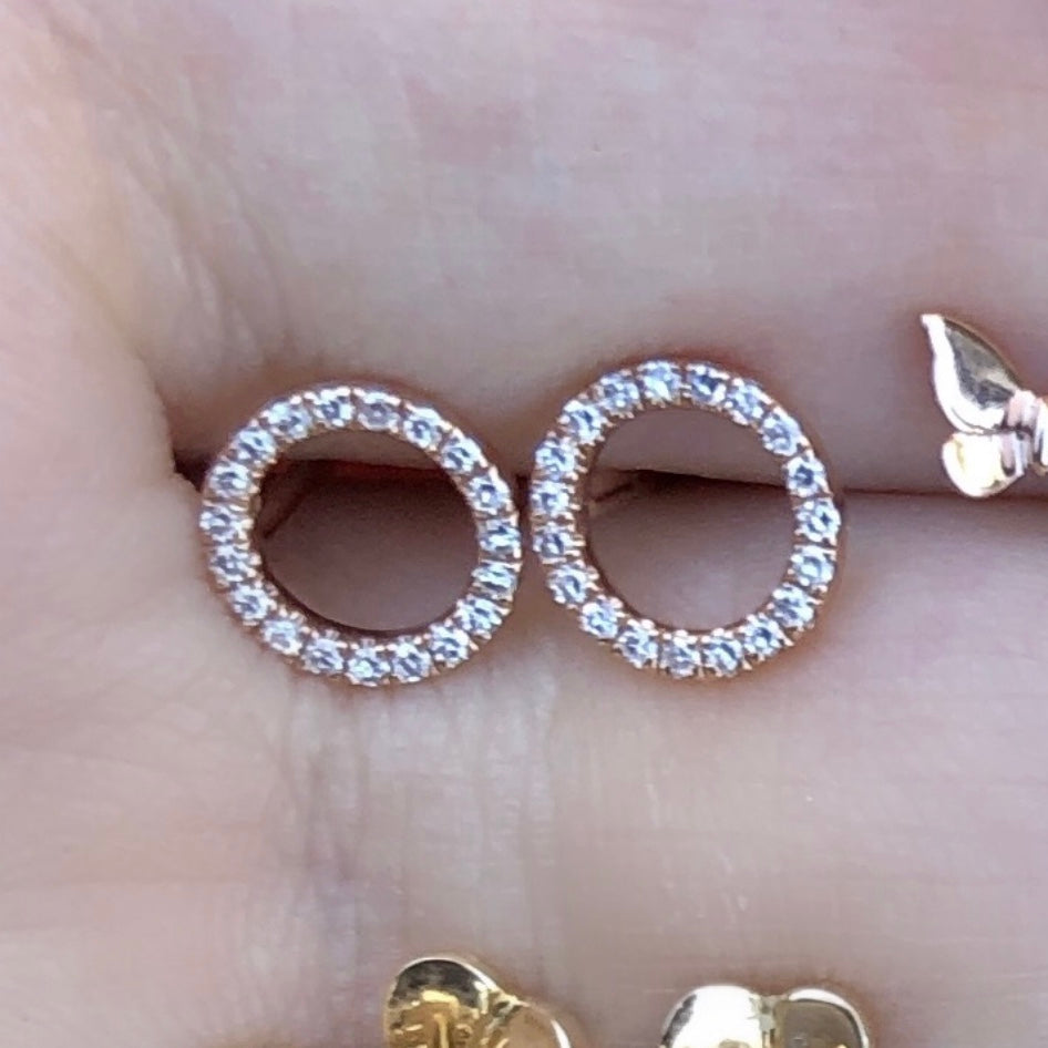 Tiny Open Circle Diamond Studs - Nina Segal Jewelry