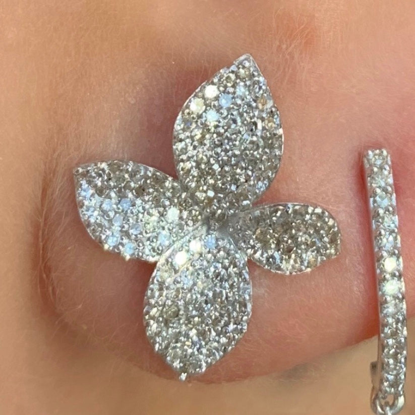 4 Petal Diamond Flower Studs - Nina Segal Jewelry