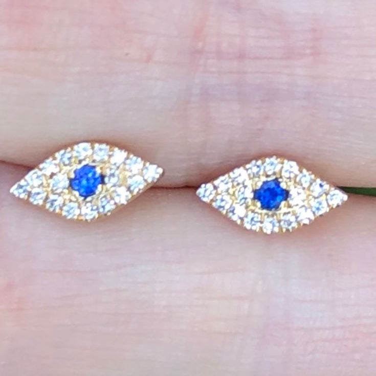 Evil Eye Diamond Sapphire Studs - Nina Segal Jewelry