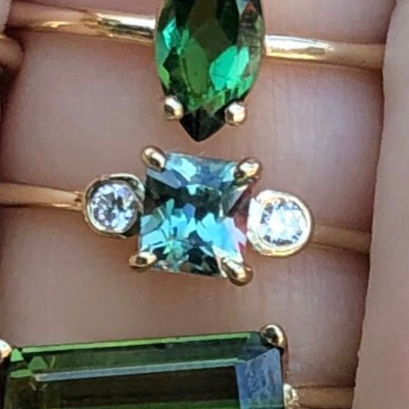 Gem Candy Sapphire Square 2 Bezel Diamond ring - Nina Segal Jewelry