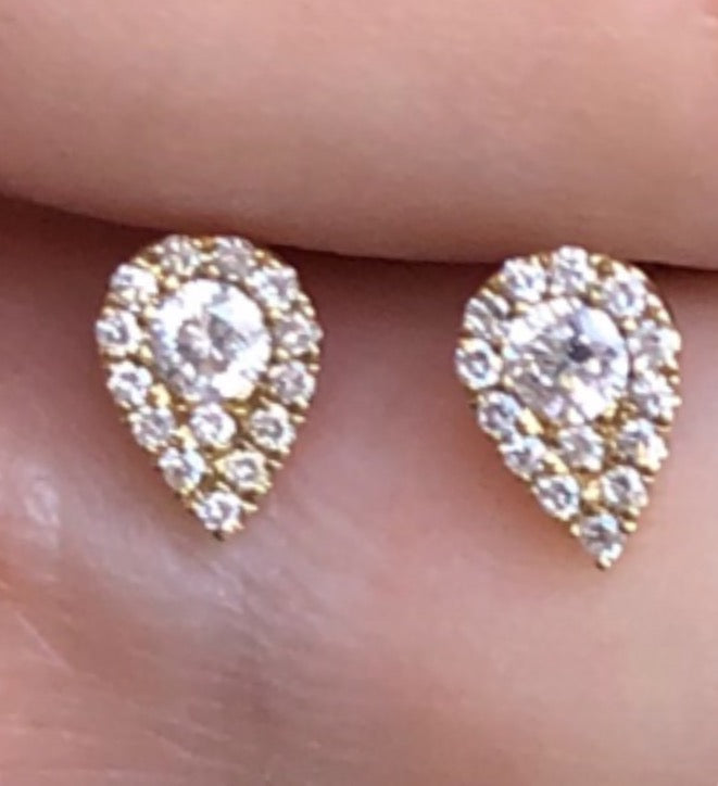 Pear Shape Diamond Pave Studs - Nina Segal Jewelry