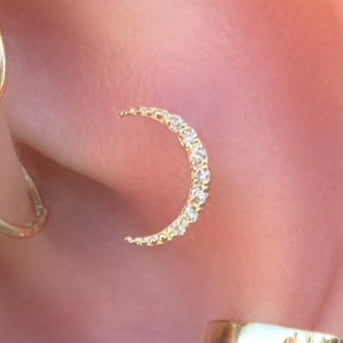 Sliver Crescent Moon Diamond Studs