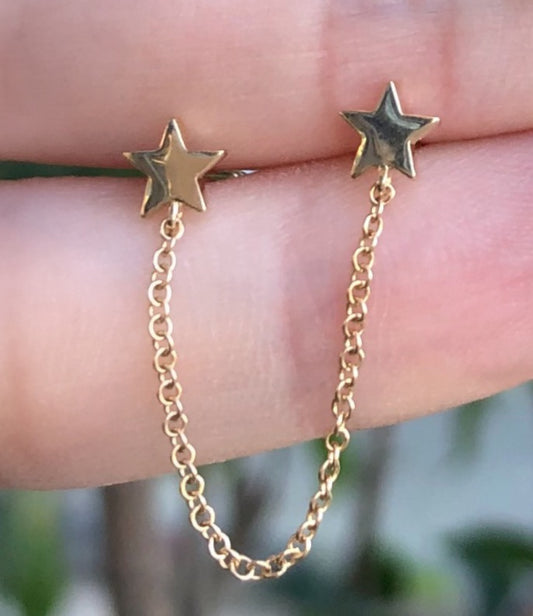 Double Plain Star Chain Earring - Nina Segal Jewelry