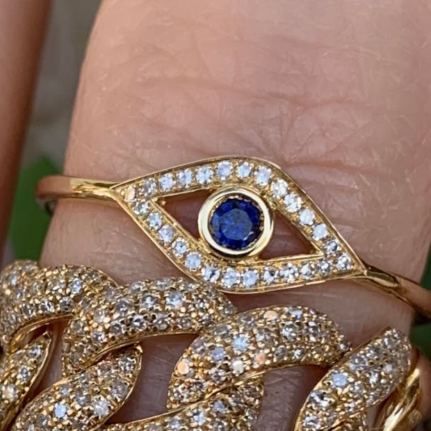 Sapphire Evil Eye Diamond Ring - Nina Segal Jewelry