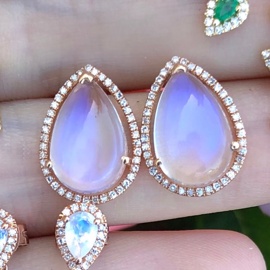 Moonstone Tear Drop Studs - Nina Segal Jewelry