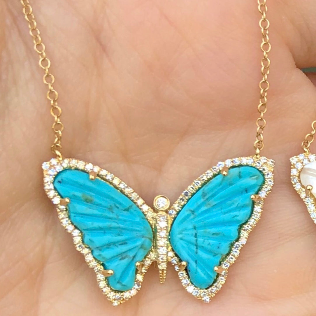 Turquoise Butterfly Diamond Necklace - Nina Segal Jewelry