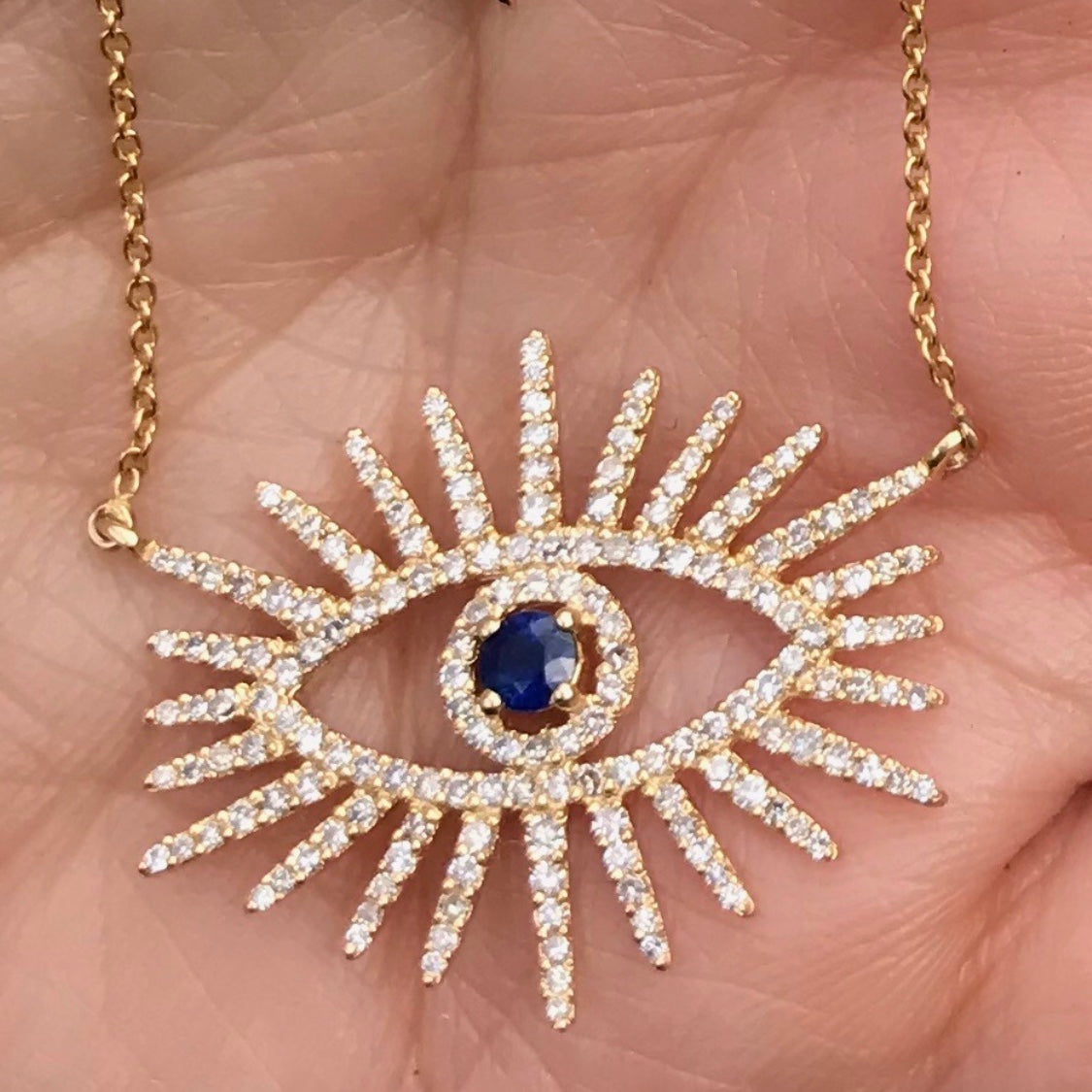 Spike Lash Diamond Sapphire Eye Necklace - Nina Segal Jewelry