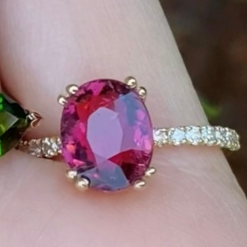 Rhodolite Garnet Diamond Gem Candy Ring - Nina Segal Jewelry