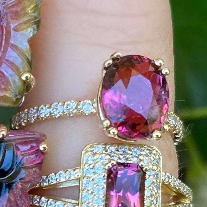 Rhodolite Garnet Diamond Gem Candy Ring - Nina Segal Jewelry