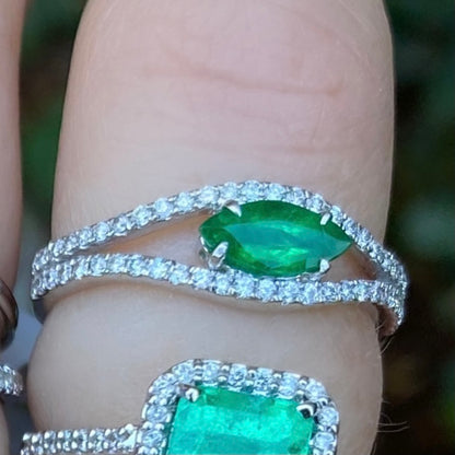 Emerald Marquis Diamond Ring - Nina Segal Jewelry