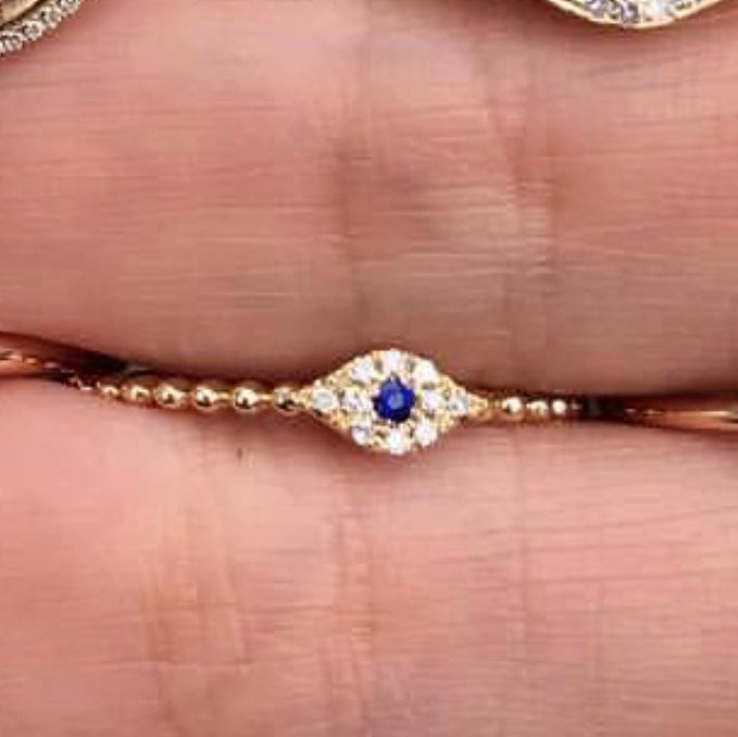 Tiny Eye Beaded Band Diamond Ring - Nina Segal Jewelry
