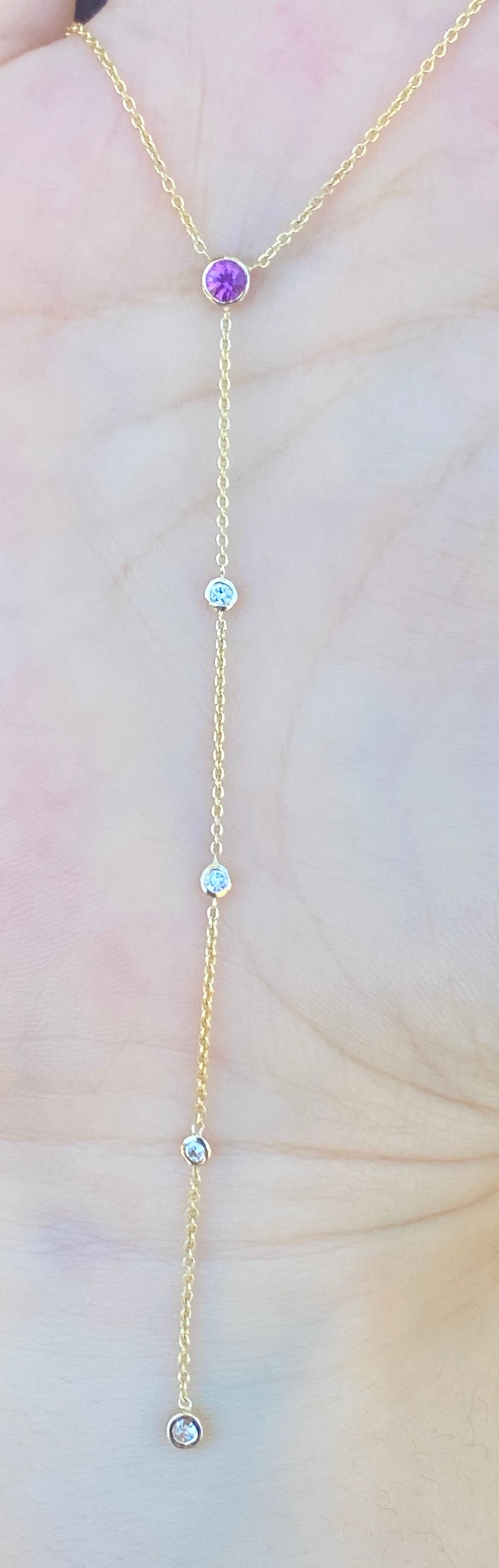Purple Sapphire 9 Diamonds Lariat Necklace - Nina Segal Jewelry