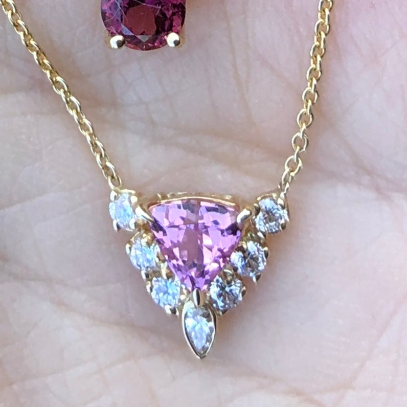 Pink Tourmaline Trillion Diamond Necklace - Nina Segal Jewelry