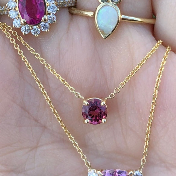 Gem Candy Small Pink Tourmaline Round Necklace - Nina Segal Jewelry