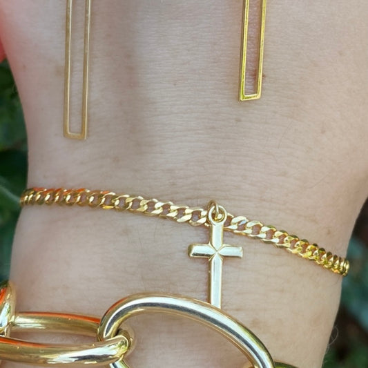Cross Curb Chain Bracelet - Nina Segal Jewelry