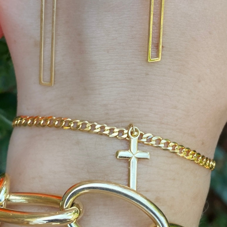 Cross Curb Chain Bracelet - Nina Segal Jewelry