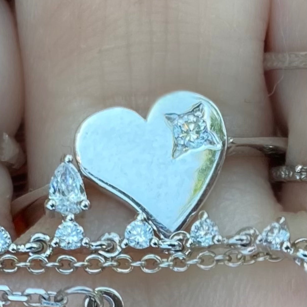 Heart With Diamond Ring - Nina Segal Jewelry