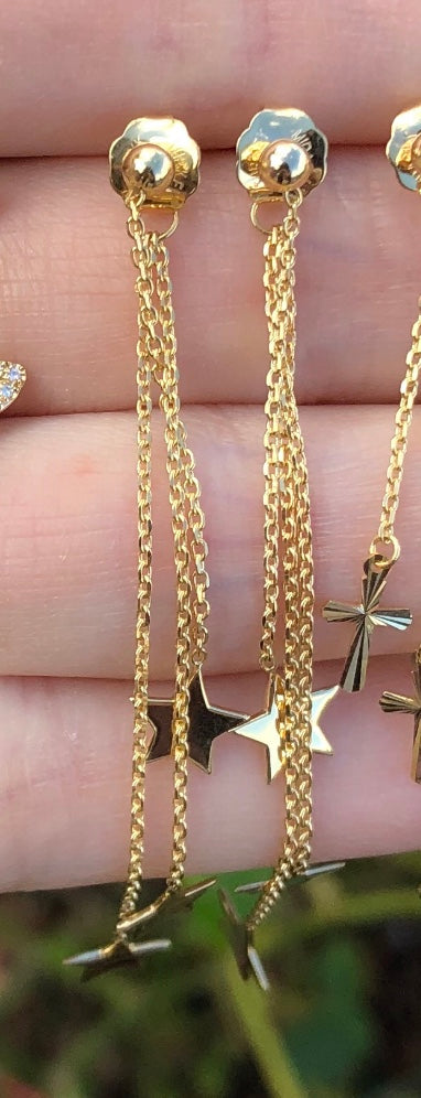 Ball 3 Chain Star Earrings - Nina Segal Jewelry