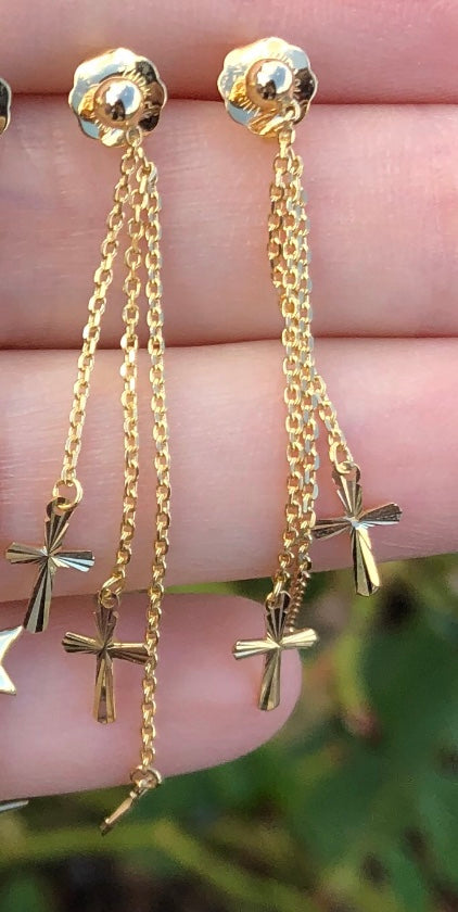 Ball 3 Chain Cross Earrings - Nina Segal Jewelry