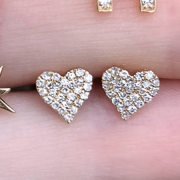 Heart Pave Diamond Studs - Nina Segal Jewelry