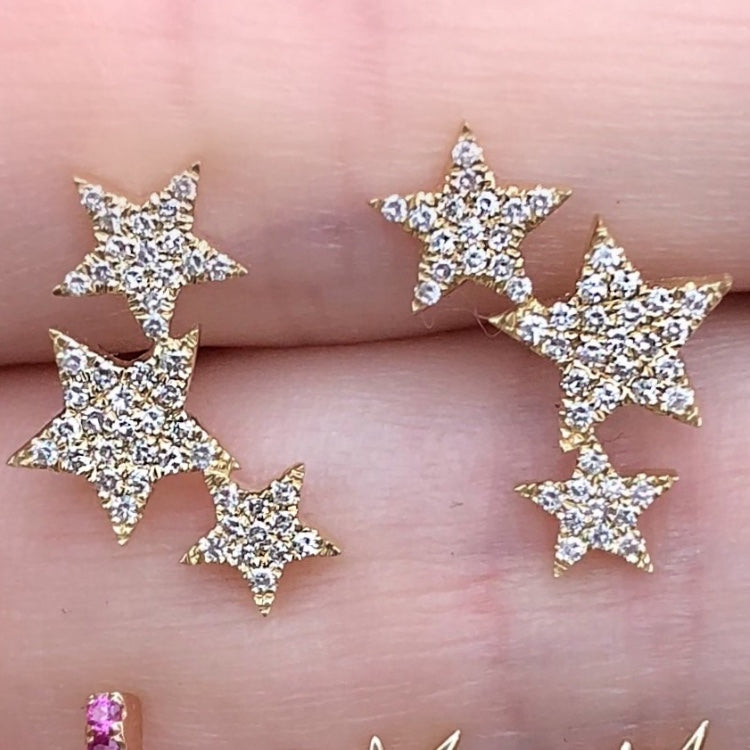 Triple Star Cluster Pave Diamond Studs - Nina Segal Jewelry