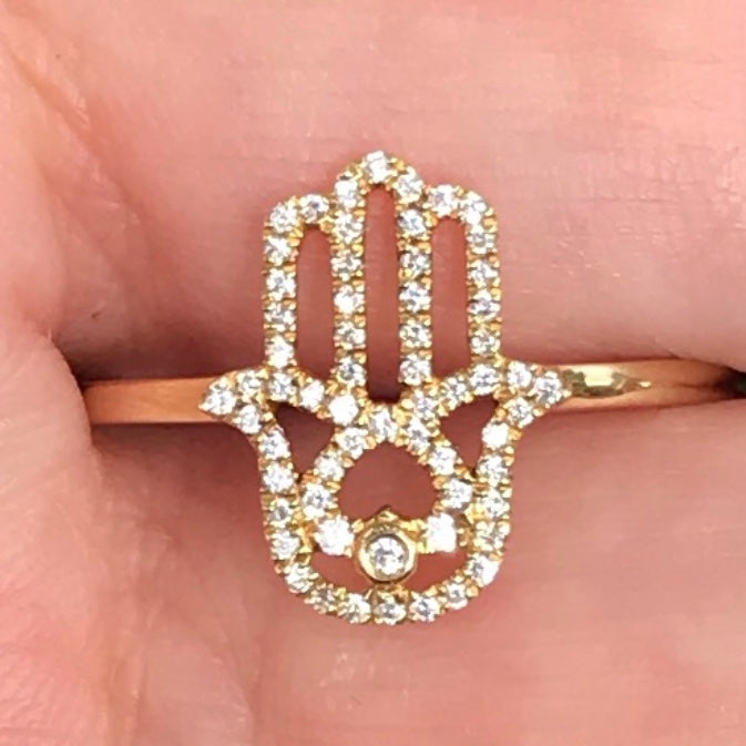 Small Hamsa Diamond Ring - Nina Segal Jewelry