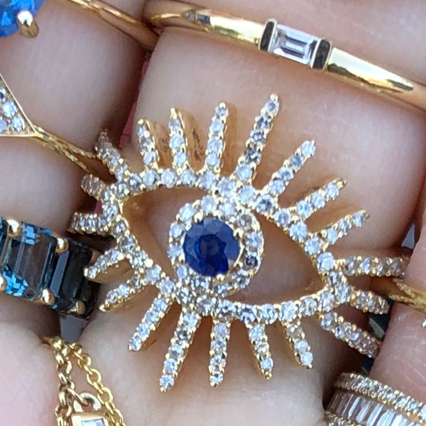 Eye Spike Lash Sapphire Diamond Ring - Nina Segal Jewelry
