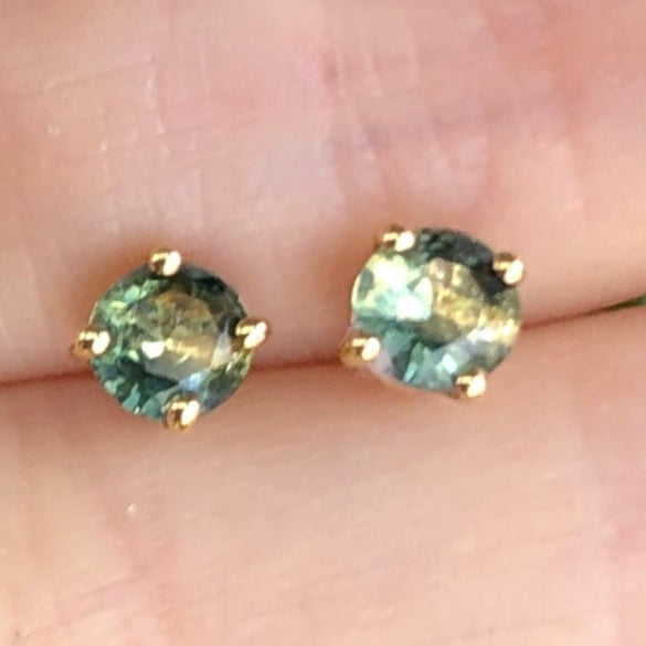 Gem Candy Green Sapphire Round Studs - Nina Segal Jewelry