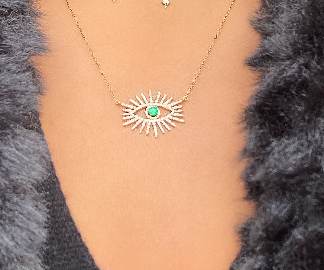 Emerald And Diamond Evil Eye Necklace - Nina Segal Jewelry