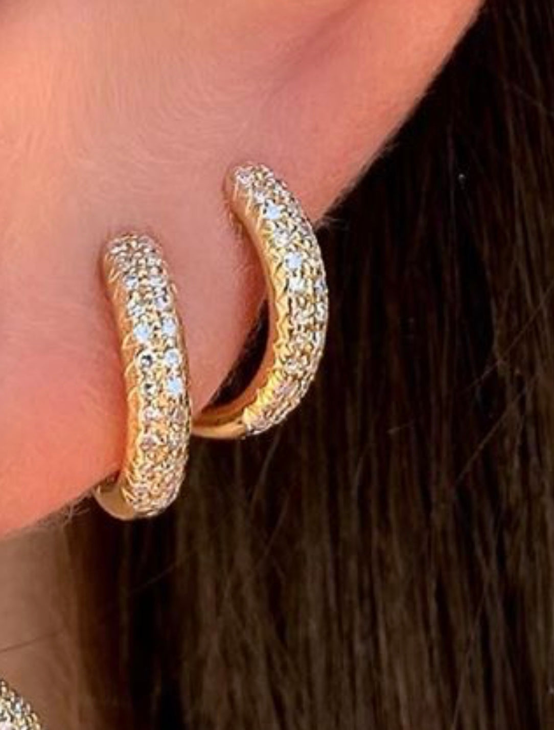 Thick Rounded Diamond Pave Huggies - Nina Segal Jewelry