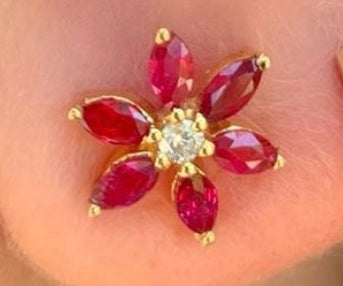 Ruby Marquise Petal Flower Studs - Nina Segal Jewelry